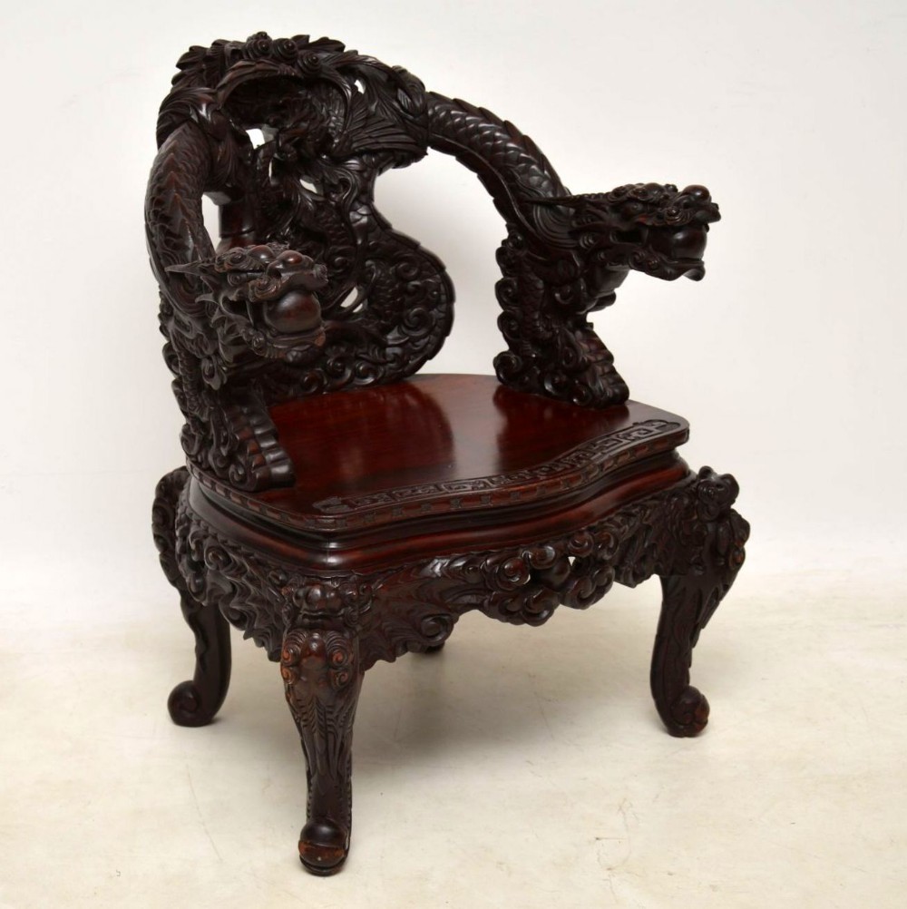 Antique Carved Hardwood Chinese Armchair