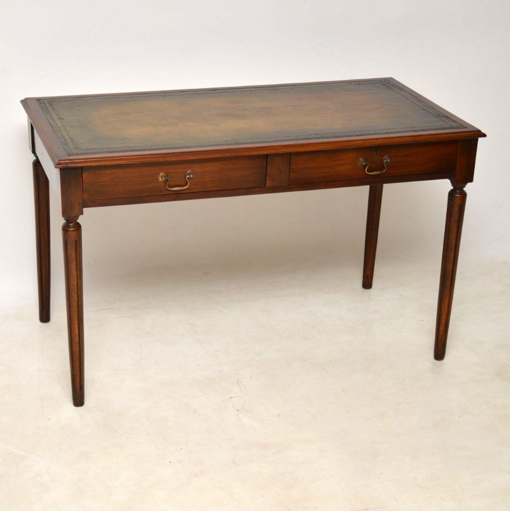Antique Mahogany Leather Top Writing Table 