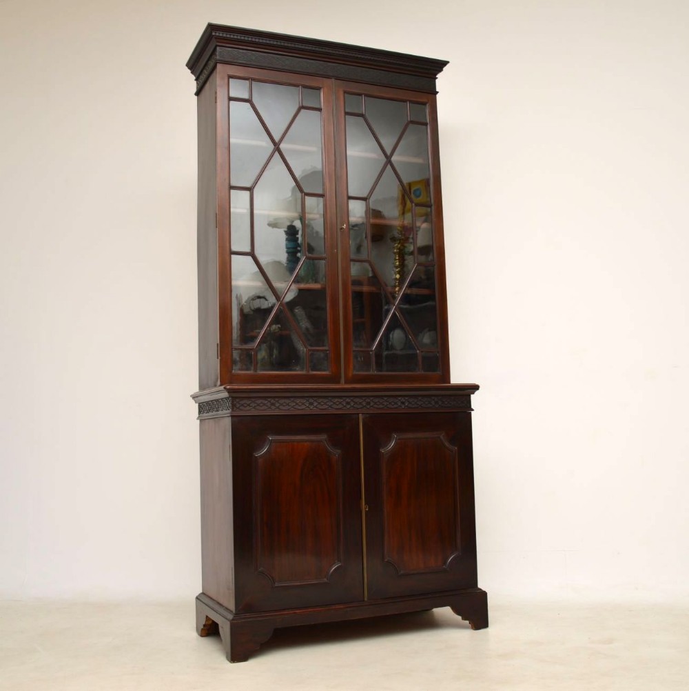  Antique Chippendale Style Mahogany Library Bookcase