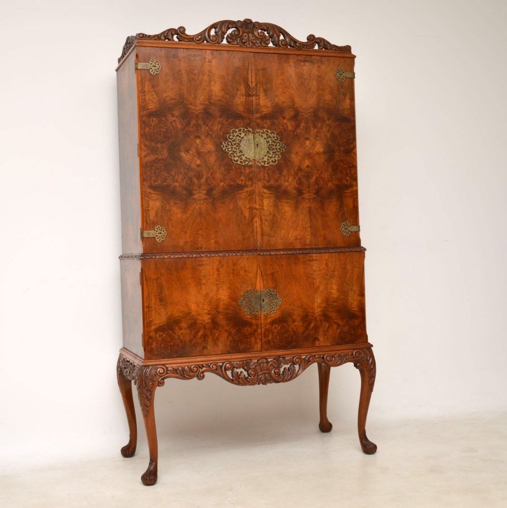 Antique Burr Walnut Cocktail Cabinet