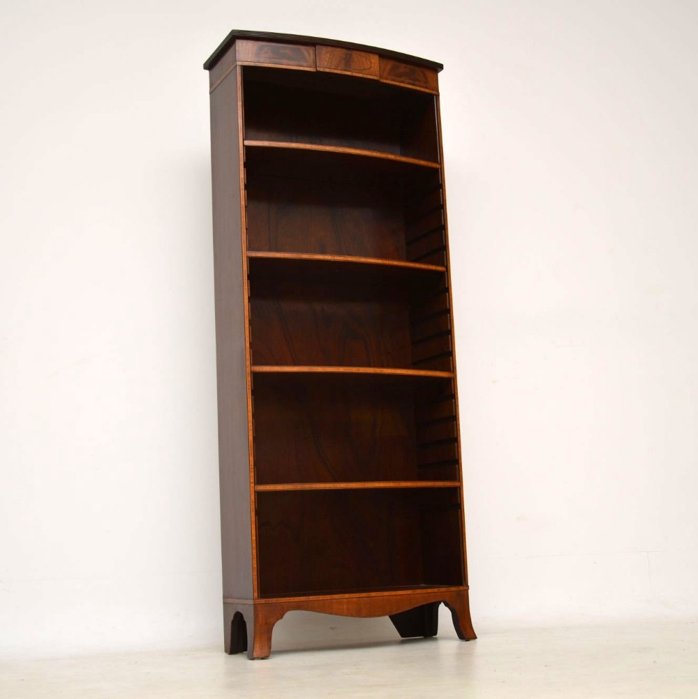  Antique Inlaid Mahogany Open Bookcase