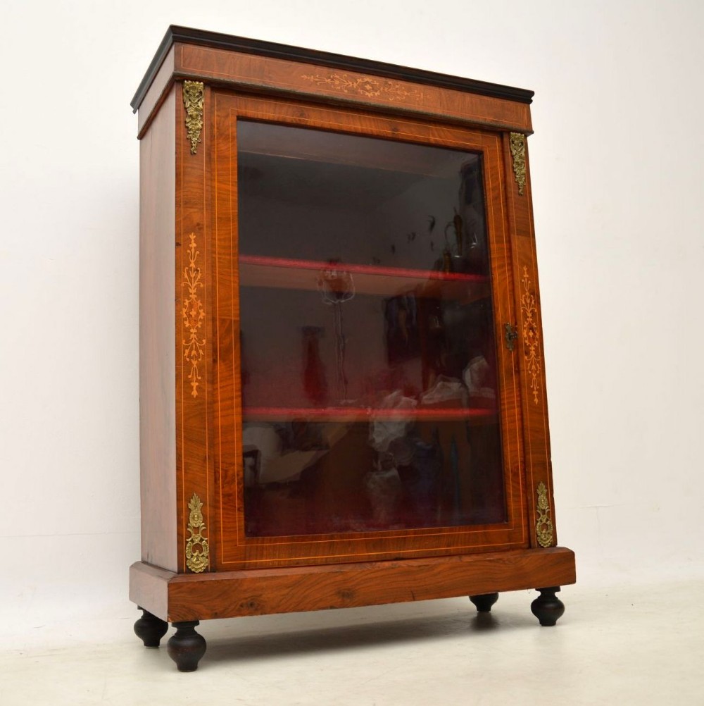 Antique Victorian Inlaid Walnut Pier Cabinet 