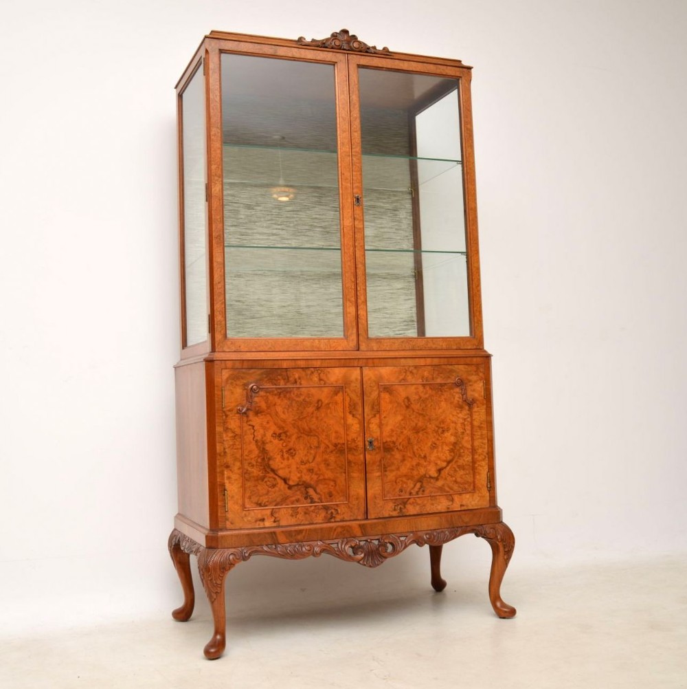  Antique Burr Walnut Display Cabinet 