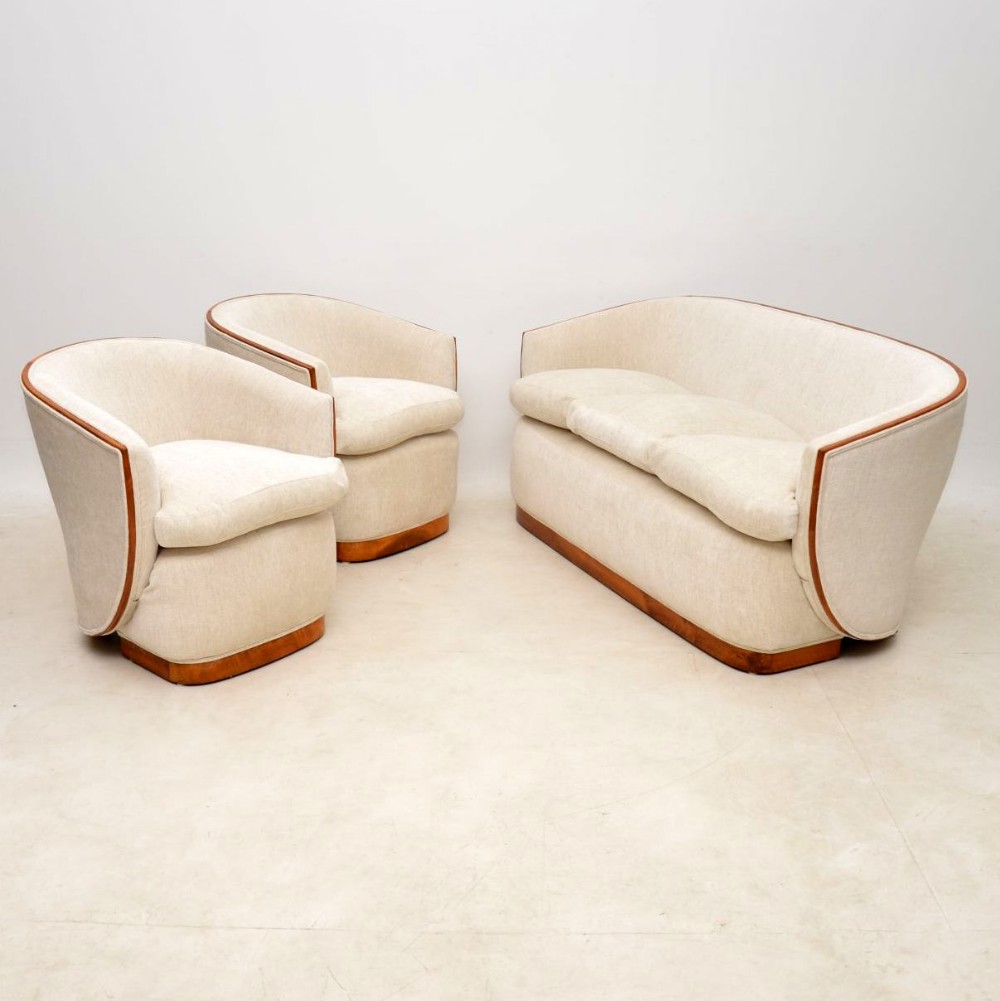 Antique Art Deco Walnut Lounge Suite
