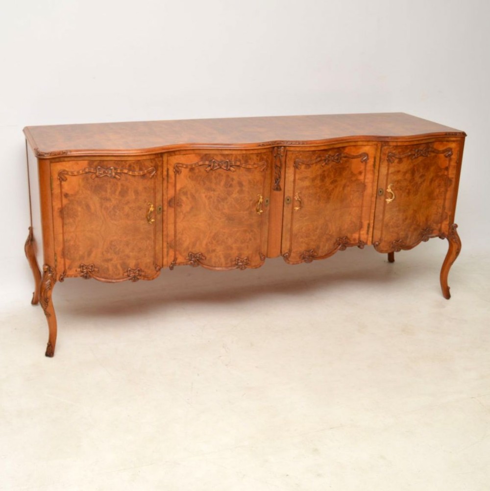 Long Shaped Antique Burr Walnut Sideboard