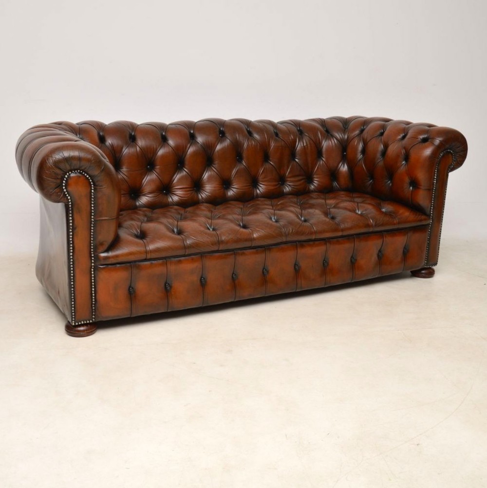 Antique Deep Buttoned Leather Chesterfield Sofa 