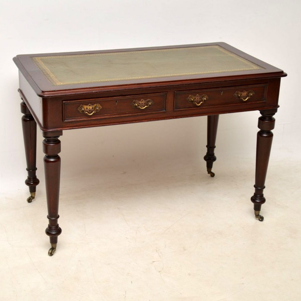 Antique Victorian Leather Top Mahogany Writing Table 