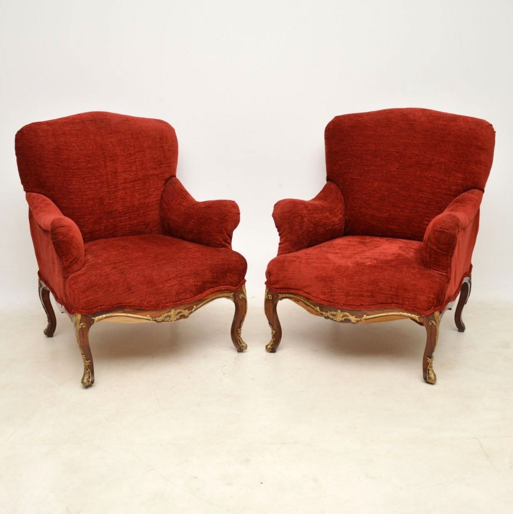 Pair of Antique Rosewood Upholstered Armchairs