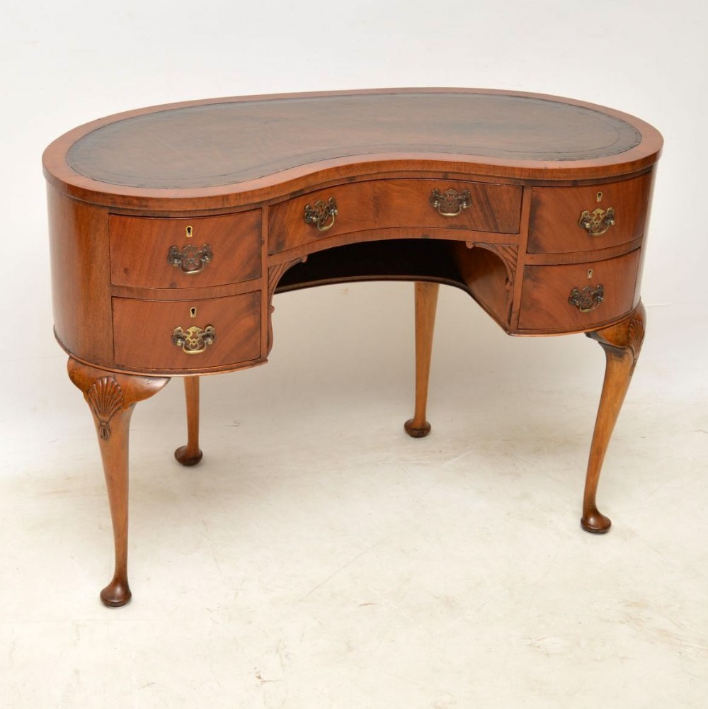  Antique Mahogany Leather Top Kidney Desk