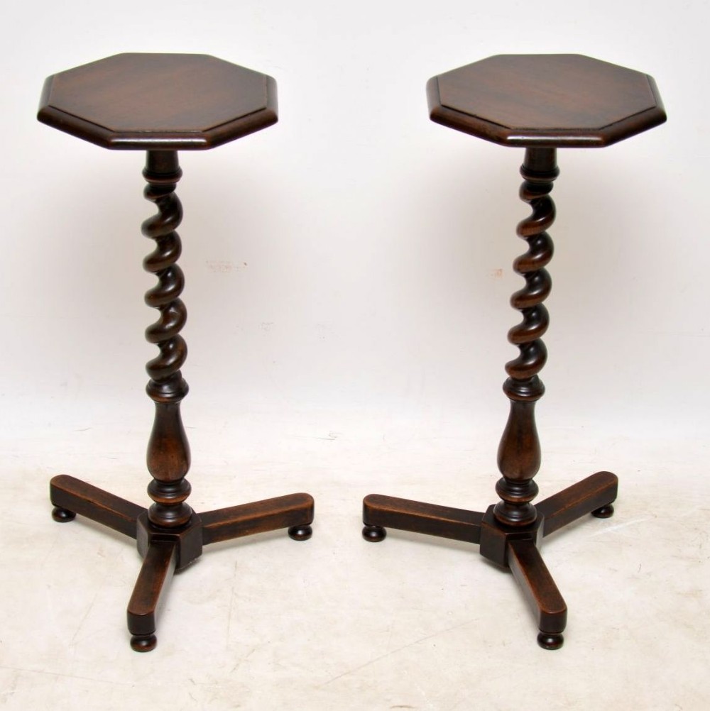  Pair of Antique Mahogany Barley Twist Side Tables