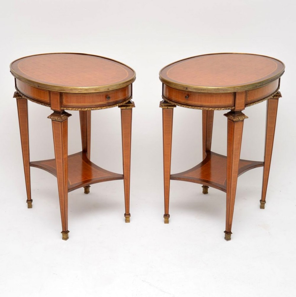 Pair of Antique French Inlaid Side Tables