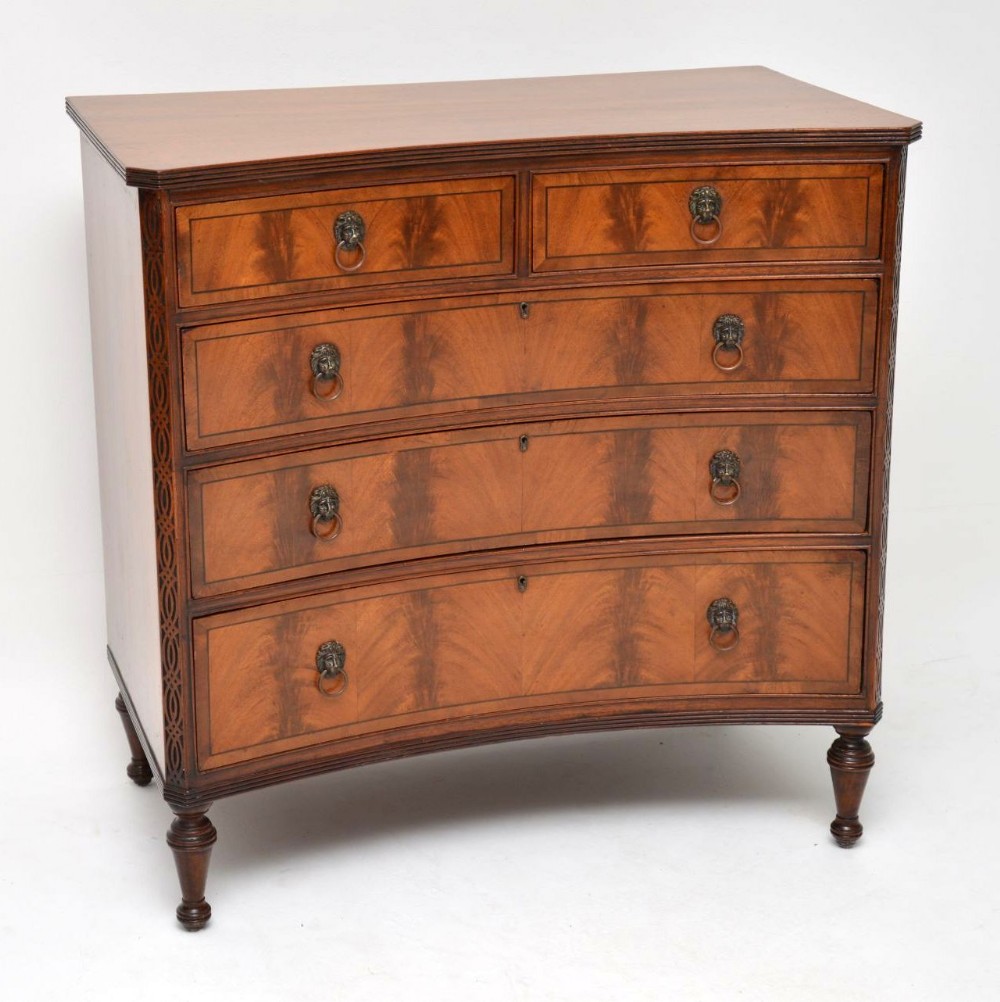 Antique Mahogany George III Style Concaved Chest of Drawers 
