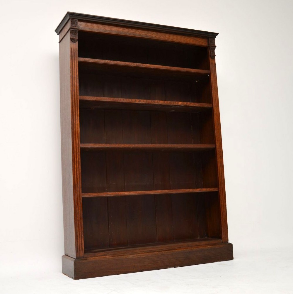 Antique Victorian Oak Open Bookcase