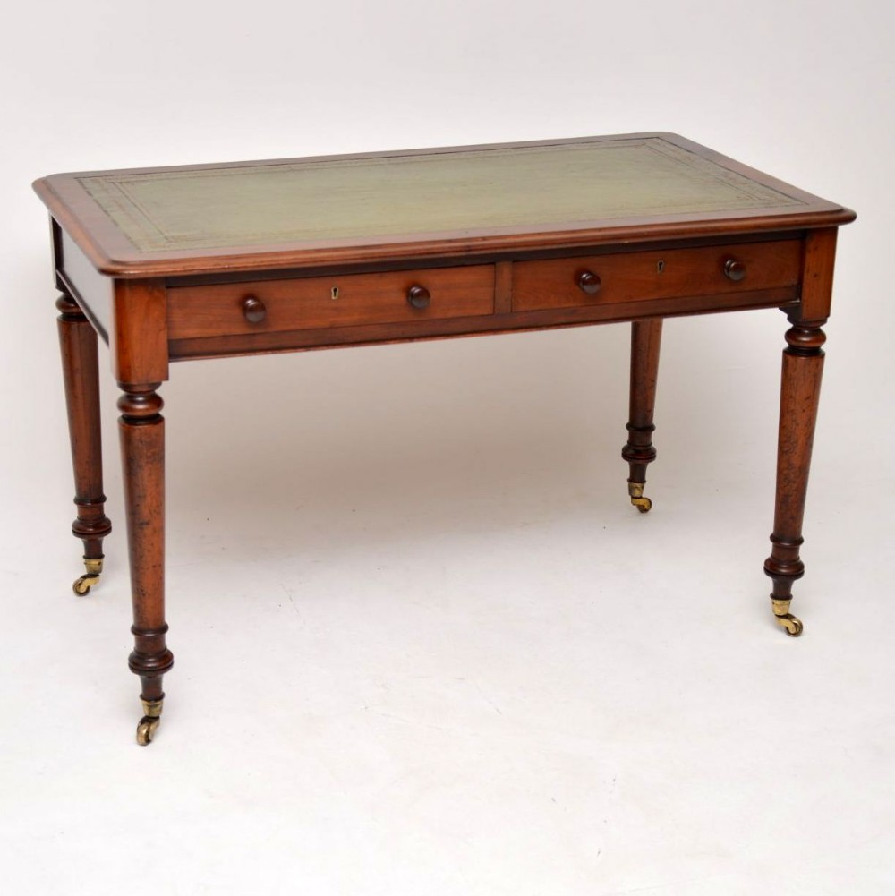 Antique Victorian Mahogany Leather Top Writing Table