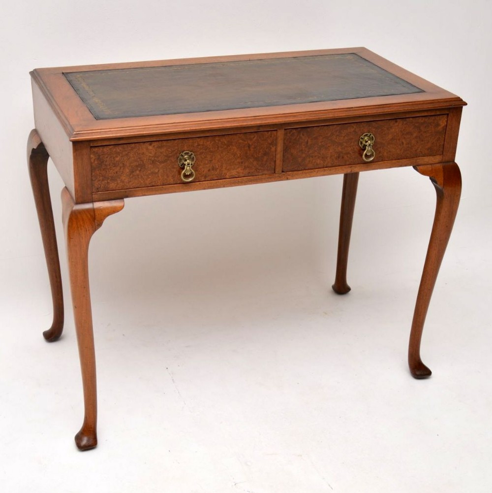 Antique Walnut Leather Top Writing Table 