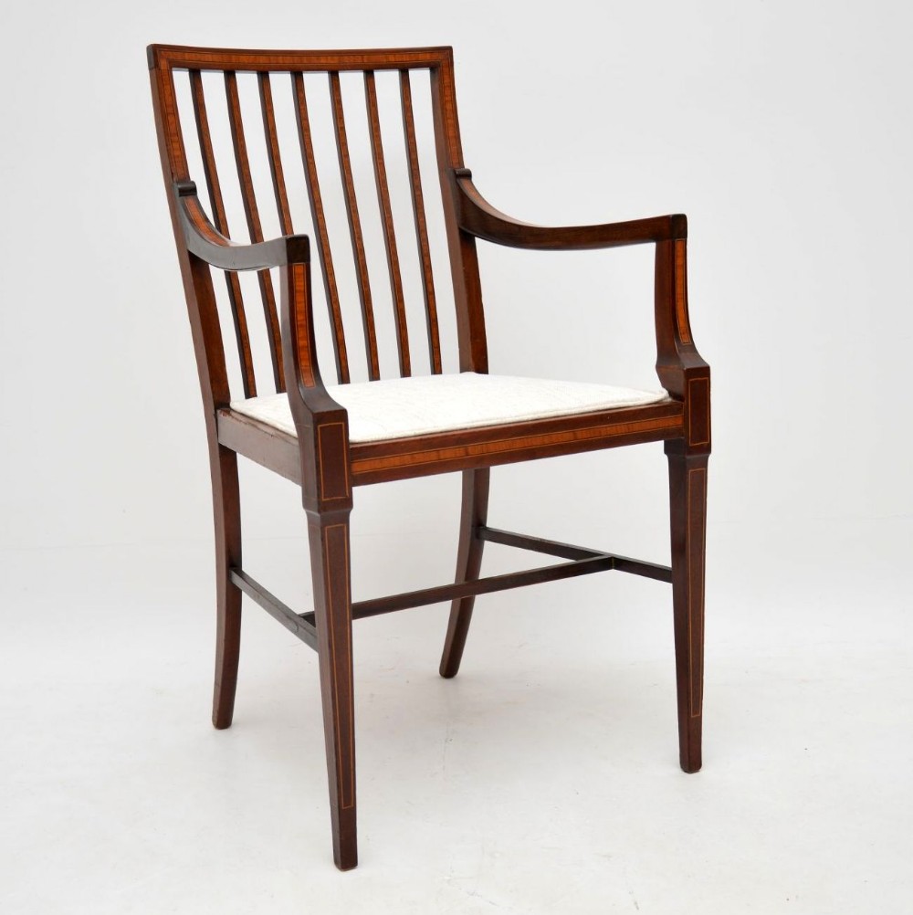 Antique Edwardian Inlaid Mahogany Armchair 