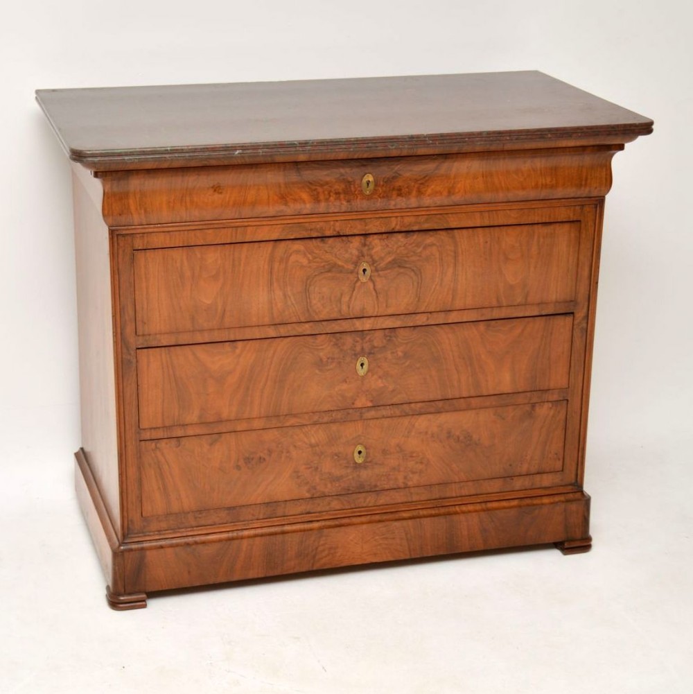 Antique French Marble Top Walnut Commode