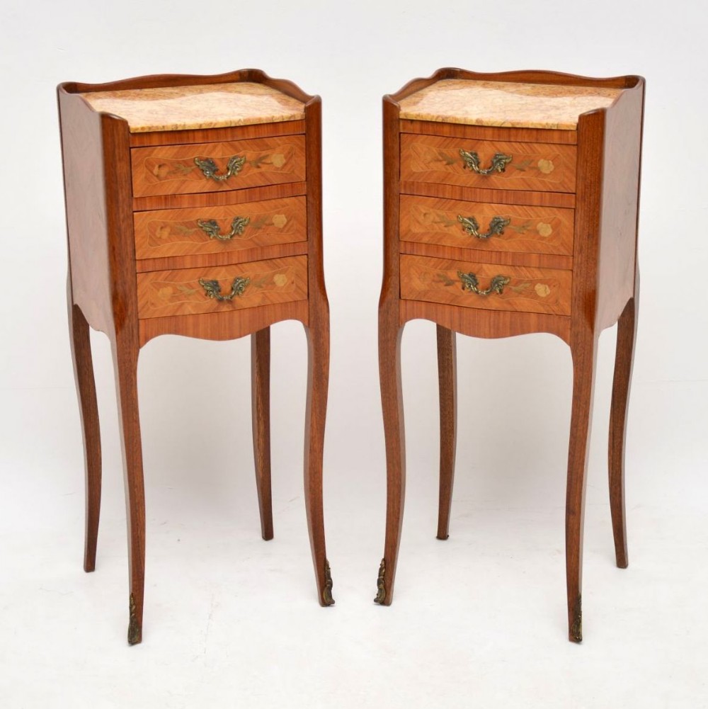 Pair of Antique French Marble Top Bedside or Lamp Tables 