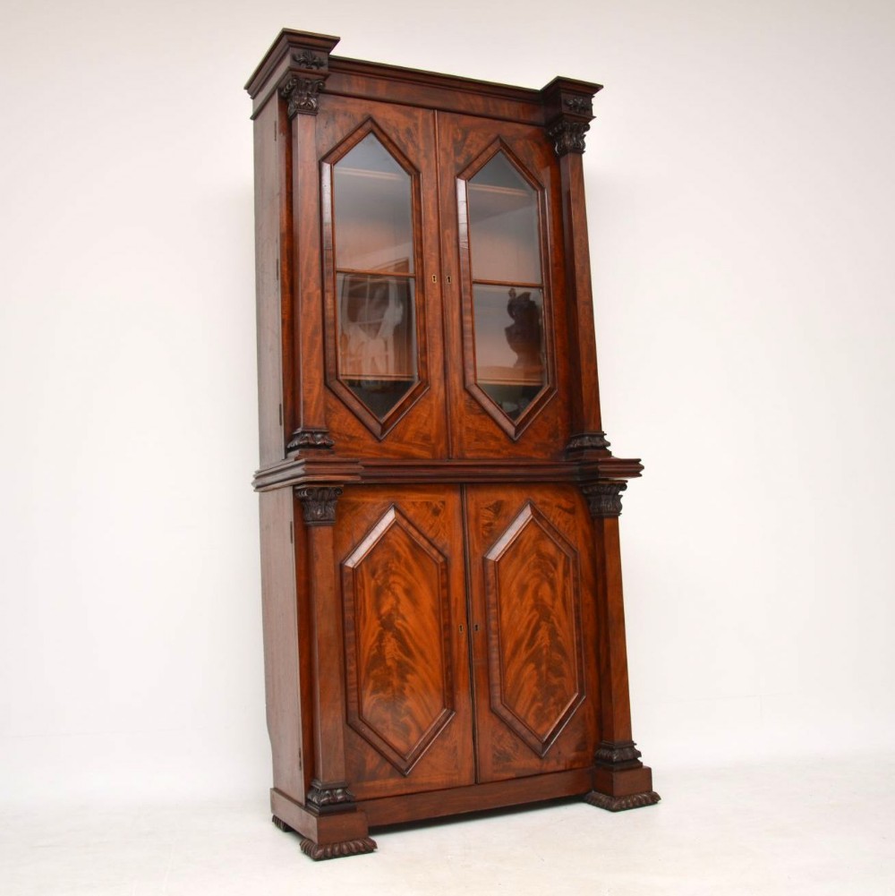 Antique William IV Flame Mahogany Bookcase 