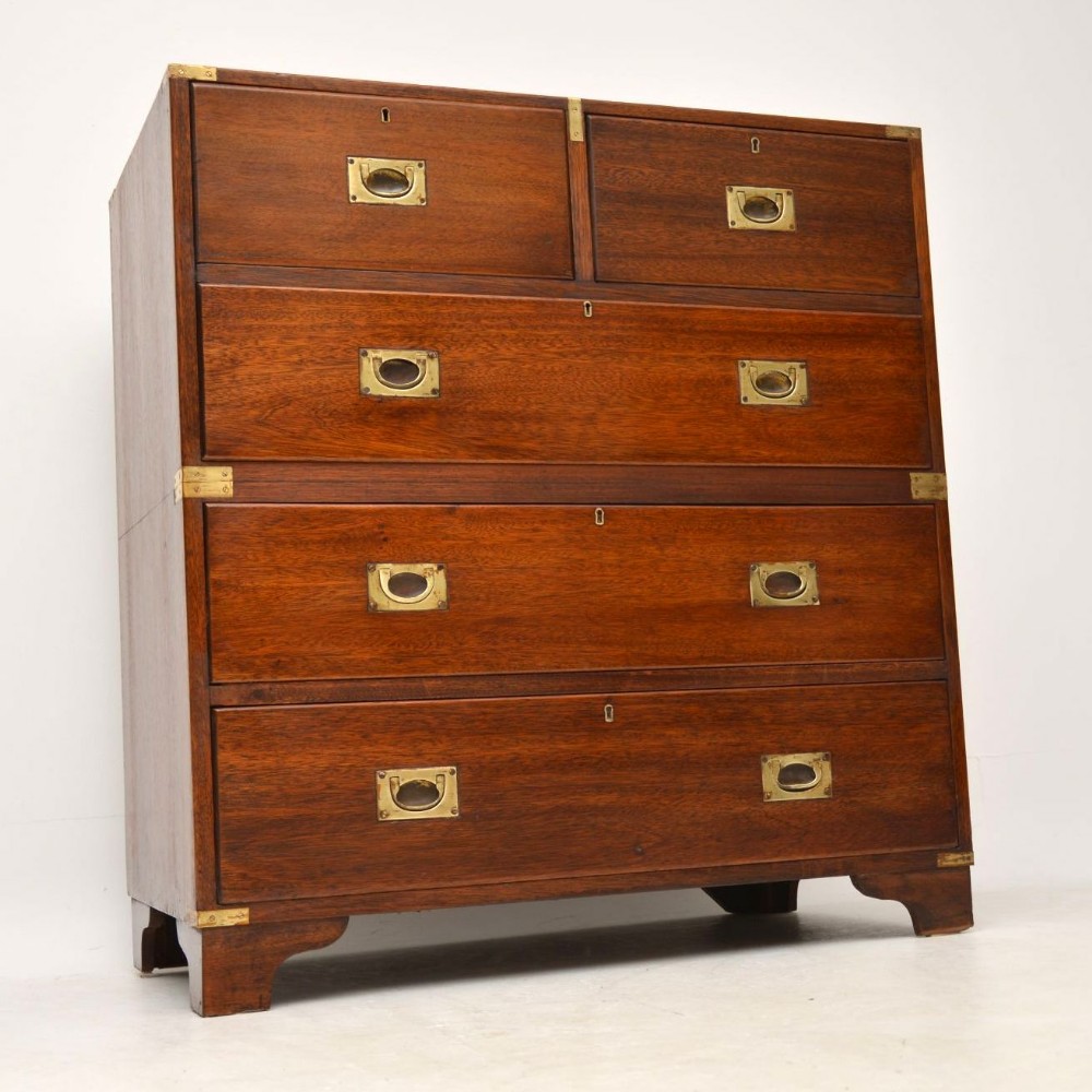  Antique Mahogany Military Campaign Chest of Drawers