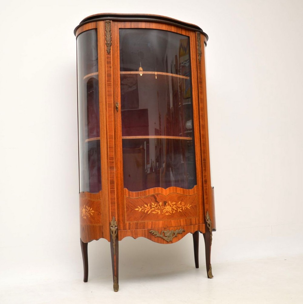 Antique French Inlaid Marquetry Display Cabinet