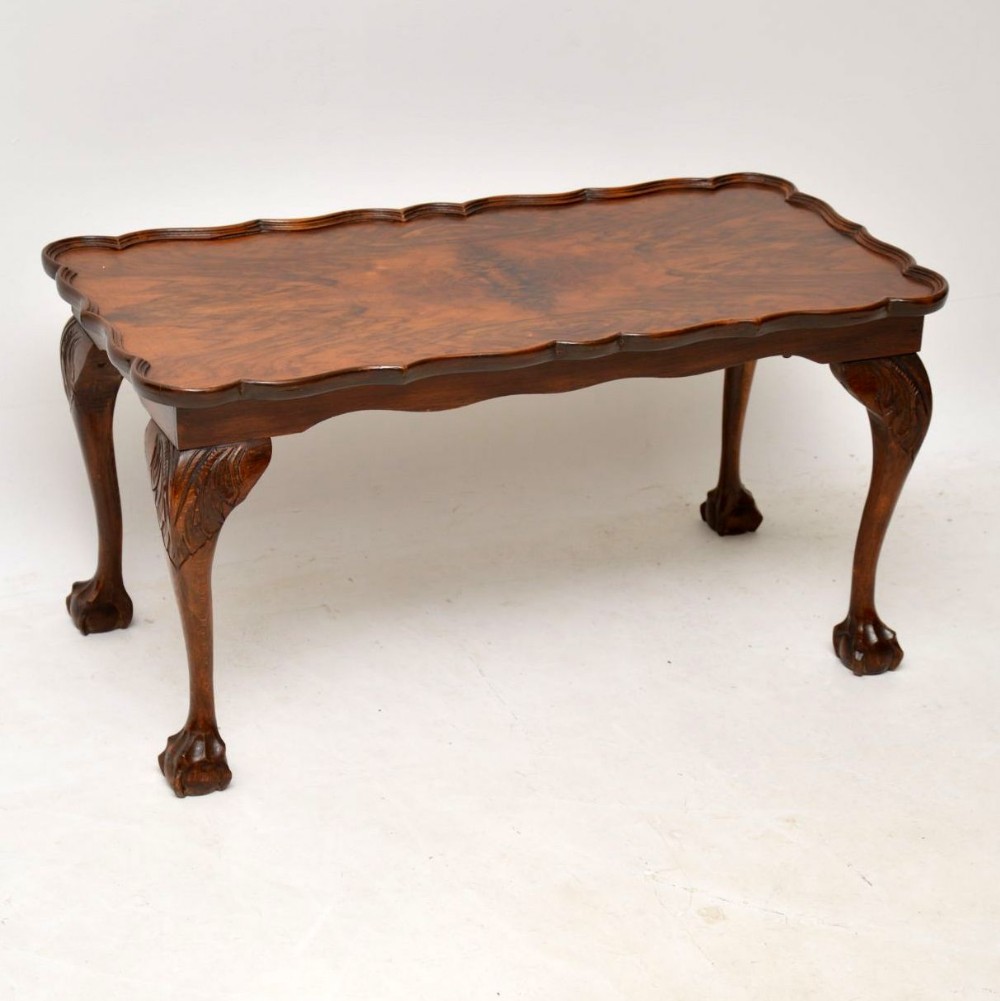 Antique Burr Walnut Pie Crust Coffee Table