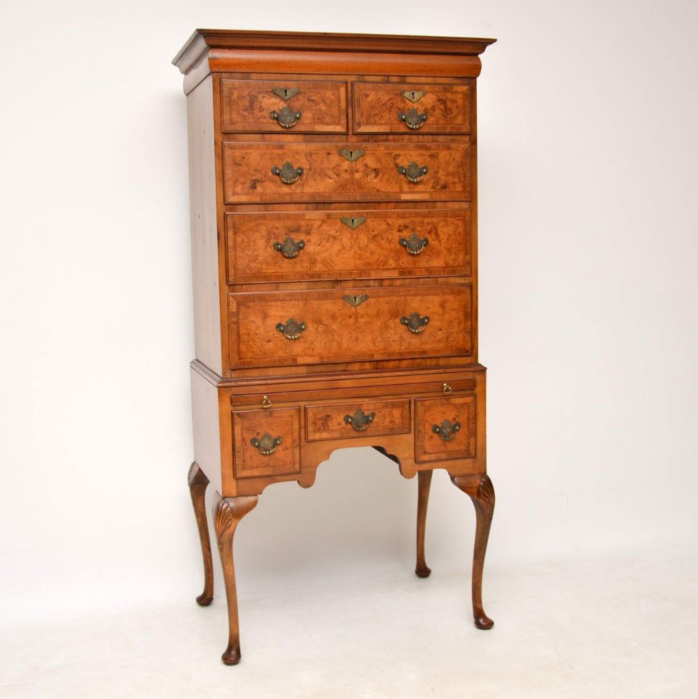 Antique Burr Walnut Tallboy Chest on Chest