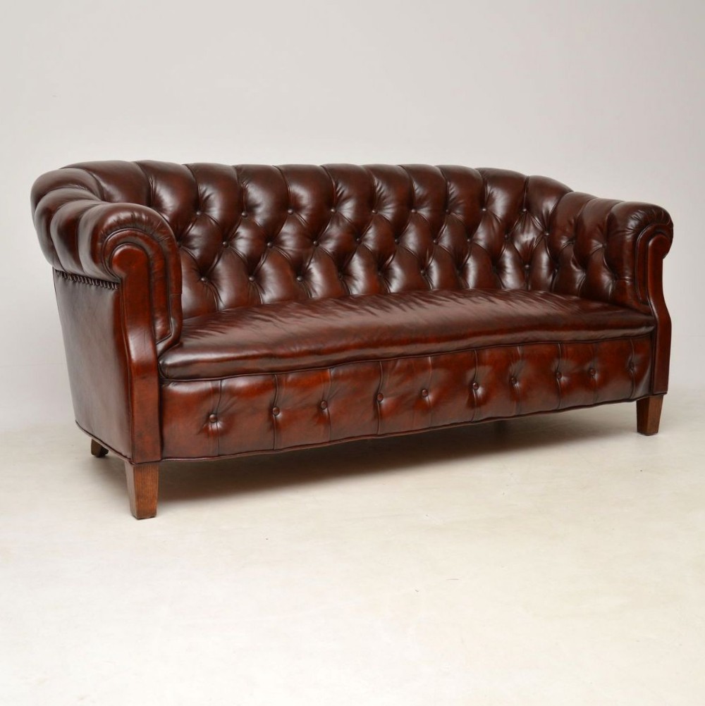 Antique Deep Buttoned Leather Chesterfield Sofa
