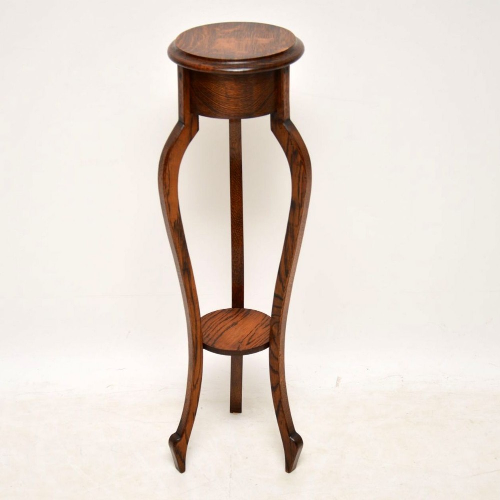  Antique Oak Jardiniere Side Table