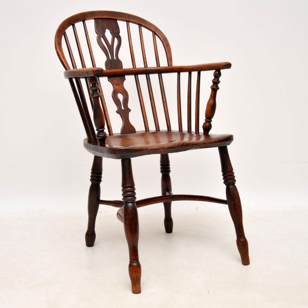 Antique Period Solid Elm Windsor Armchair