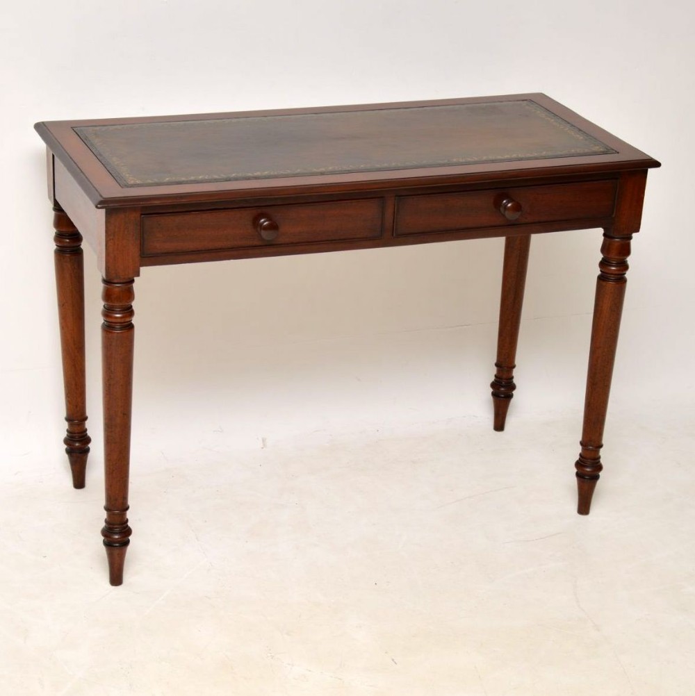Antique Victorian Mahogany Leather Top Writing Table 