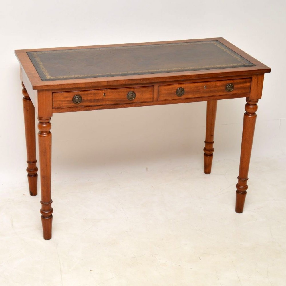 Antique Victorian Mahogany Leather Top Writing Table