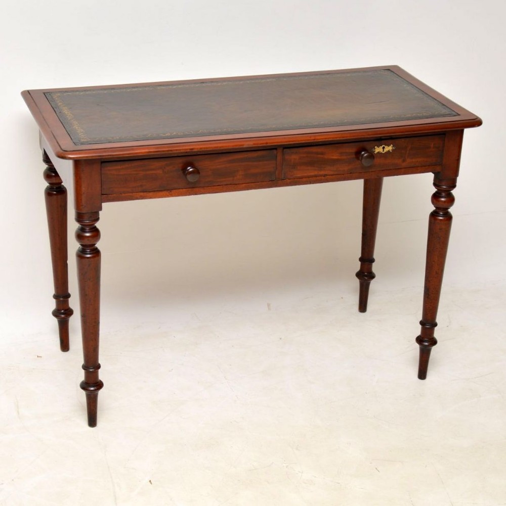 Antique Victorian Mahogany Leather Top Writing Table 