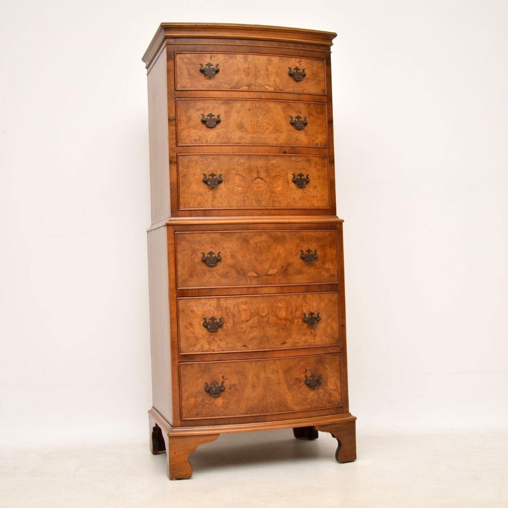 Antique Burr Walnut Chest on Chest 