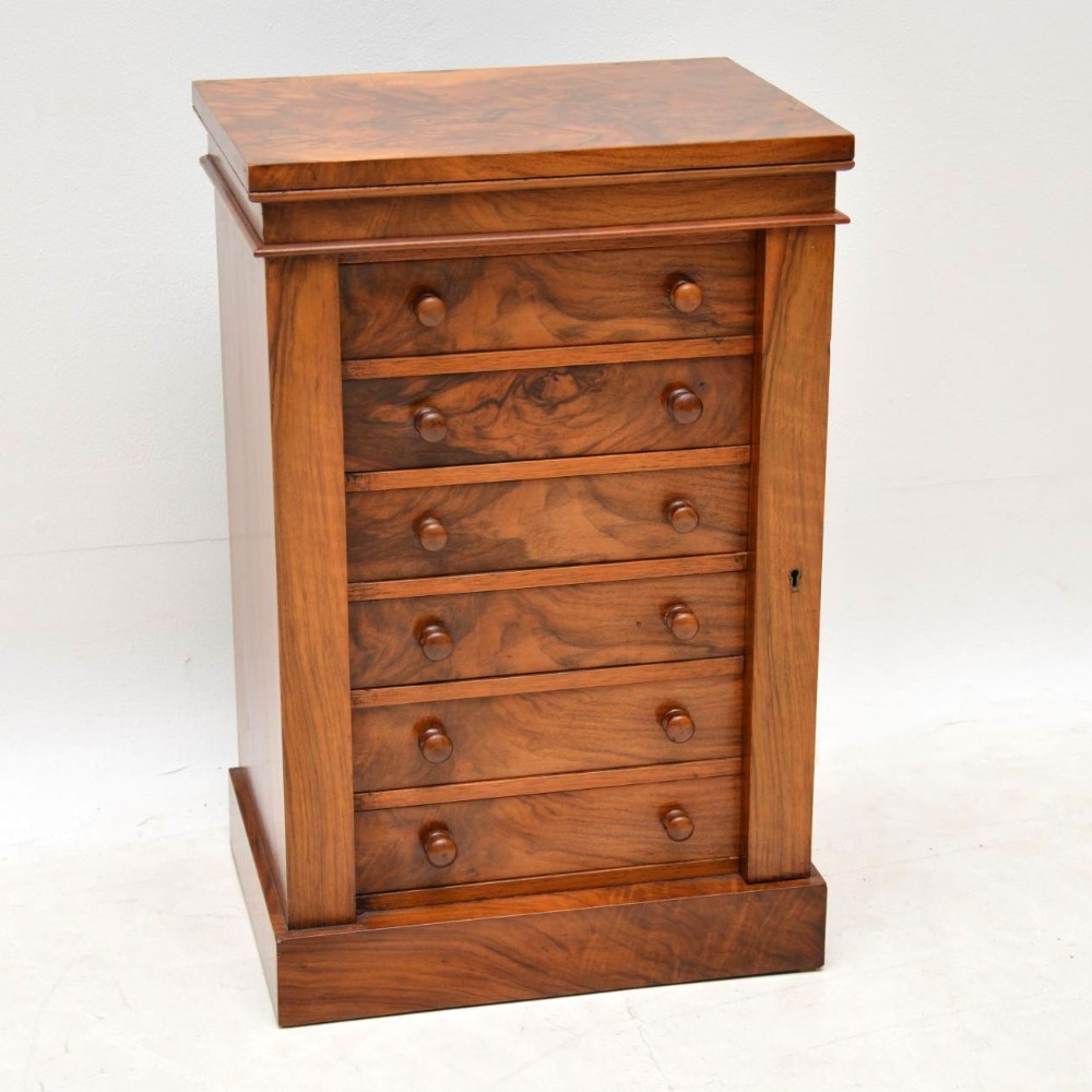 Antique Victorian Miniature Walnut Wellington Chest of Drawers 