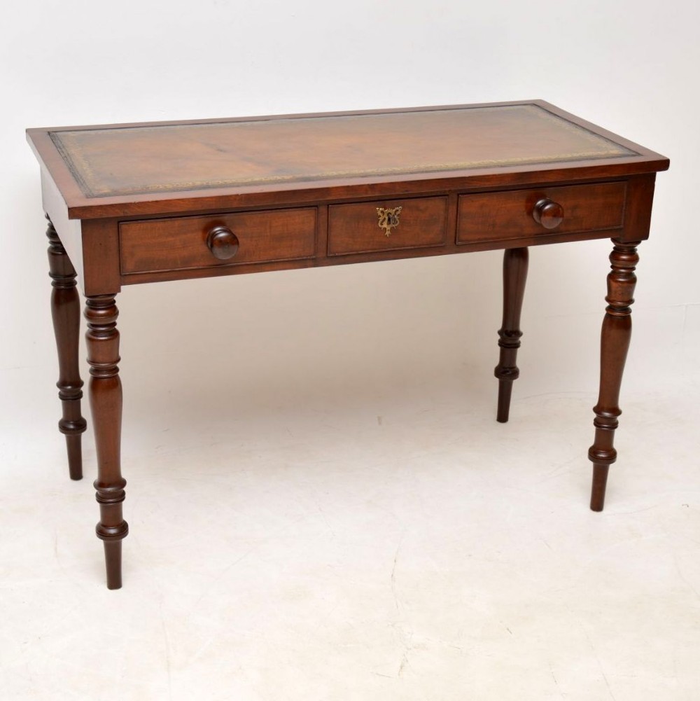  Antique Victorian Mahogany Leather Top Writing Table 