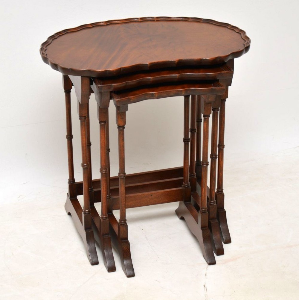 Antique Mahogany Kidney Shaped Nest of Three Tables