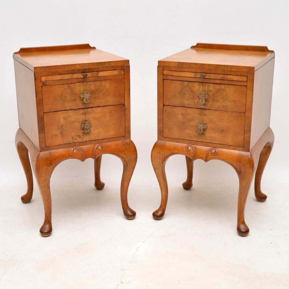 Pair of Antique Walnut Bedside Cabinets