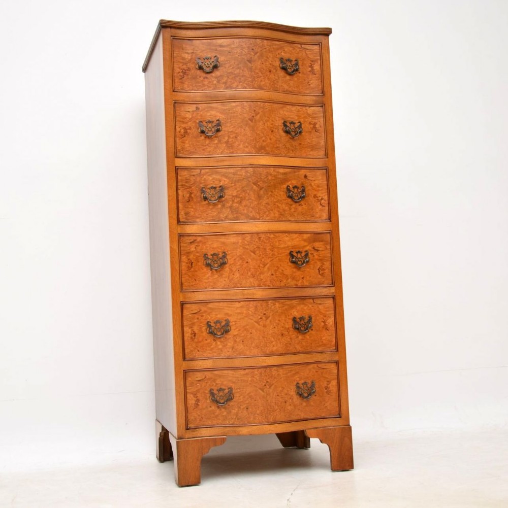 Antique Burr Walnut Serpentine Chest of Drawers