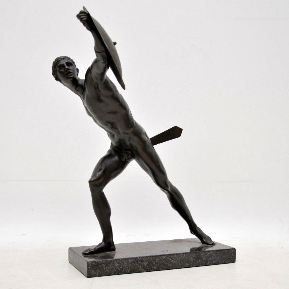  Antique Neo-Classical Greek Warrior Bronze Sculpture