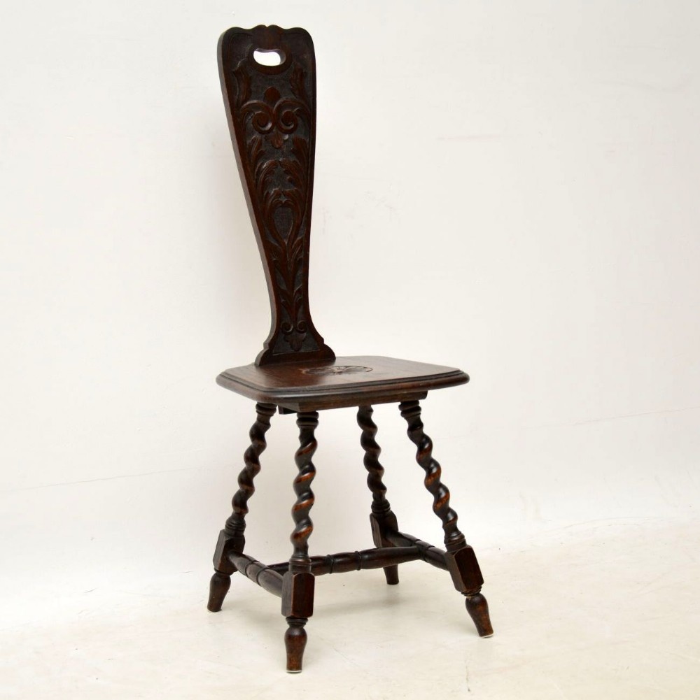Antique Victorian Welsh Oak Spinning Chair