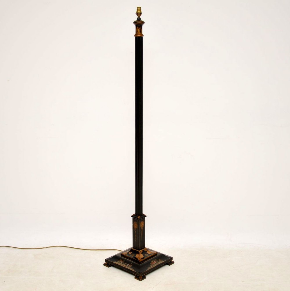Antique Lacquered Chinoiserie Lamp Stand