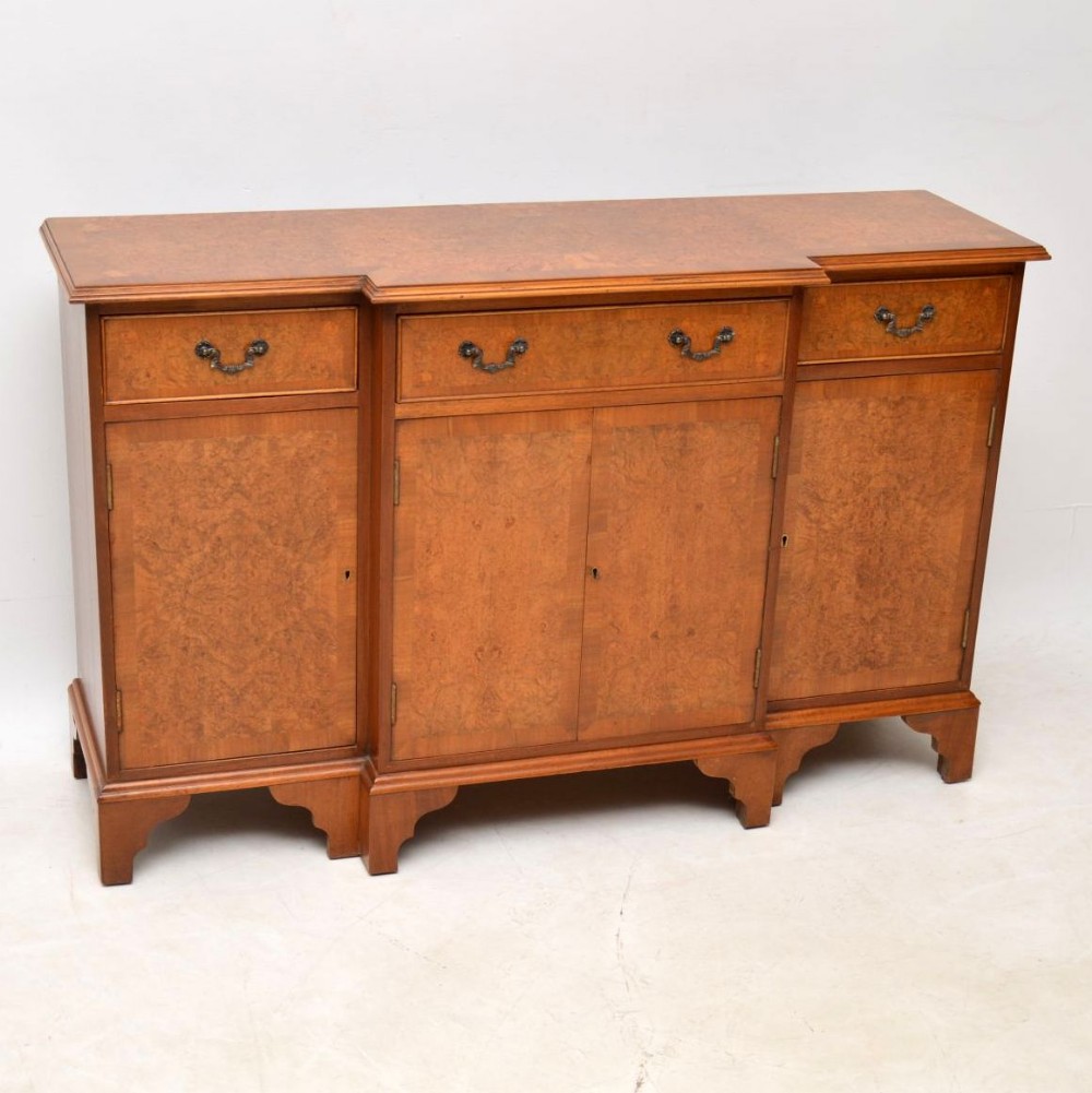 Antique Burr Maple & Walnut Breakfront Sideboard