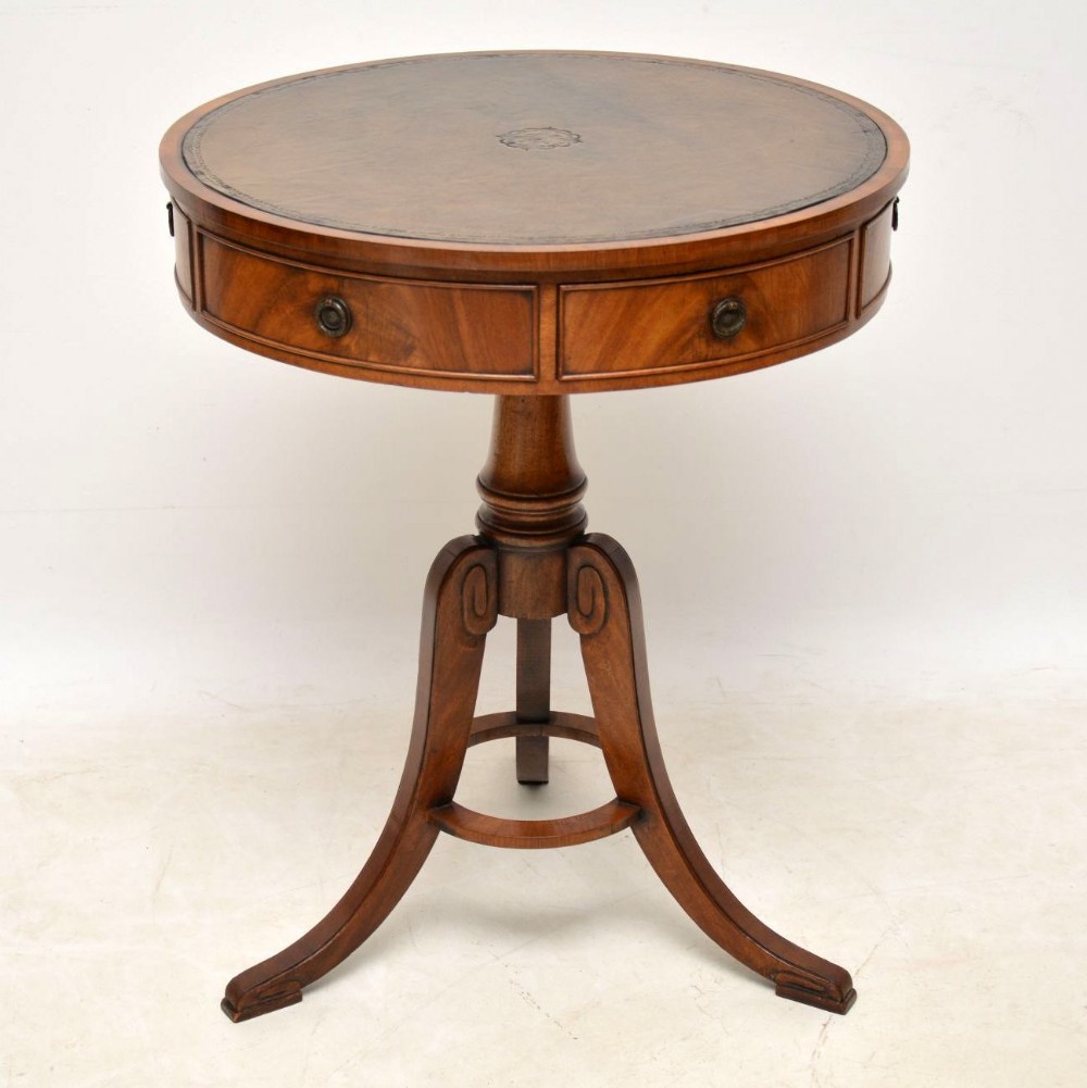 Antique Mahogany Leather Top Drum Table