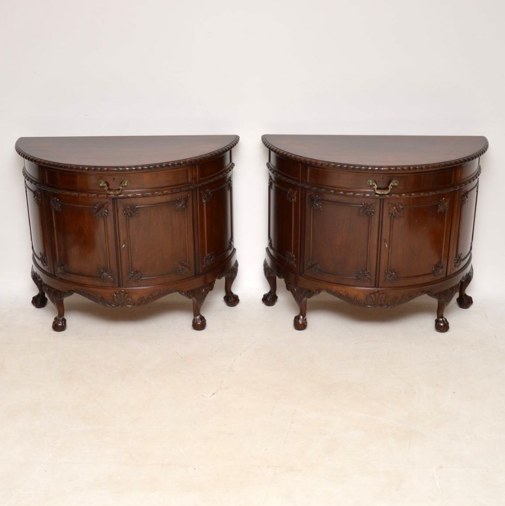 Pair of Antique Chippendale Style Mahogany Cabinets