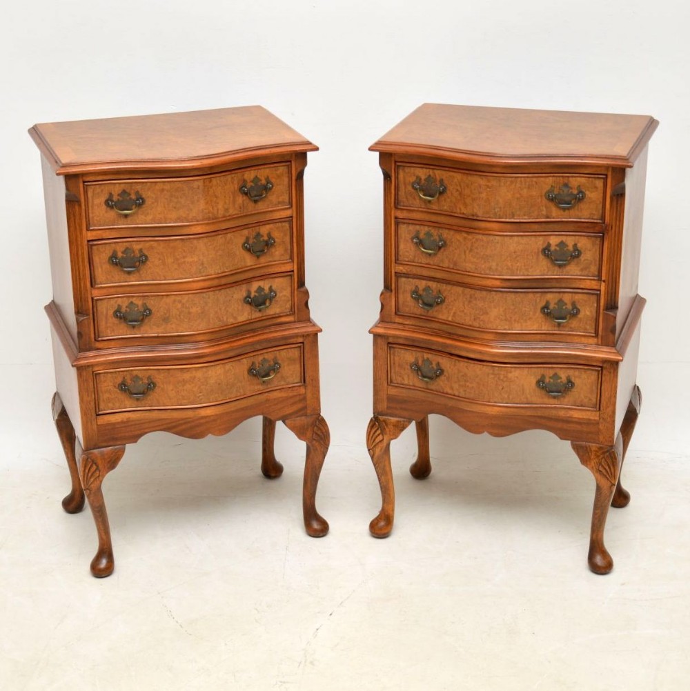 Pair of Antique Burr Walnut Bedside Chests