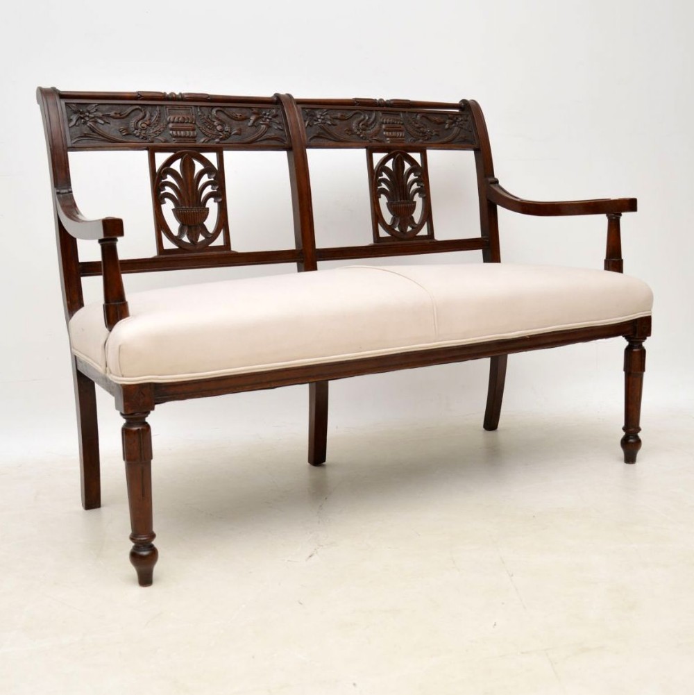 Antique Victorian Carved Mahogany Settee