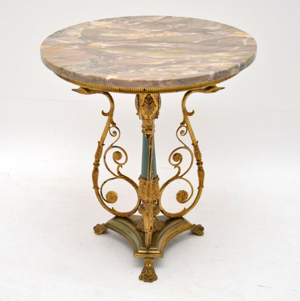 Antique Gilt Metal & Marble Side Table