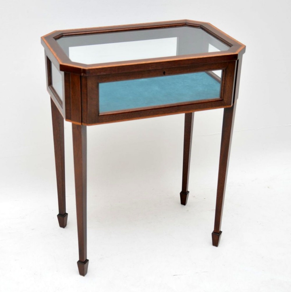 Antique Edwardian Inlaid Mahogany Bijouterie Display Table