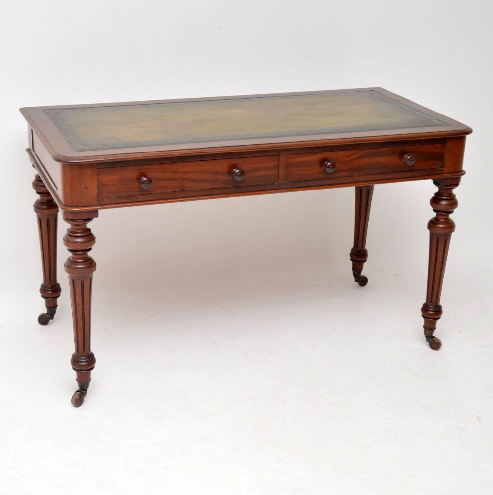 Antique Victorian Mahogany Leather Top Writing Table